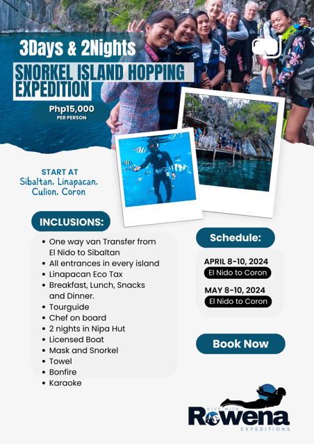 3DAYS AND 2NIGHTS SNORKEL ISLANDS HOPPING EXPEDITION - Key Points
