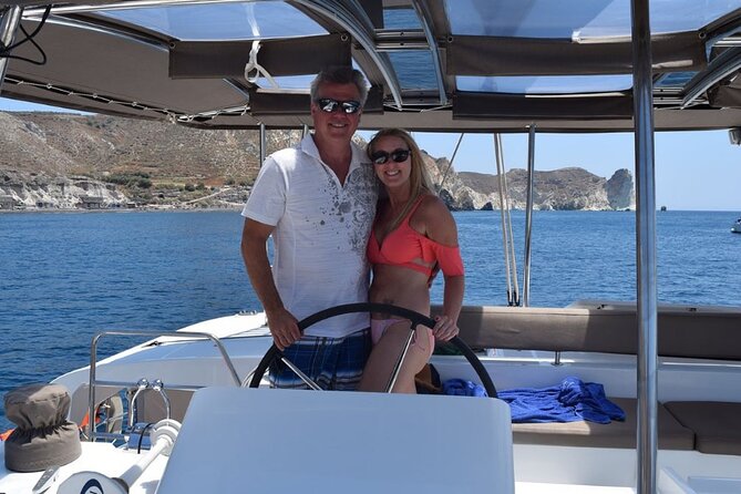 5HOUR Private Santorini Luxury Catamaran Cruise With Greek Meal - Pickup and Drop-off
