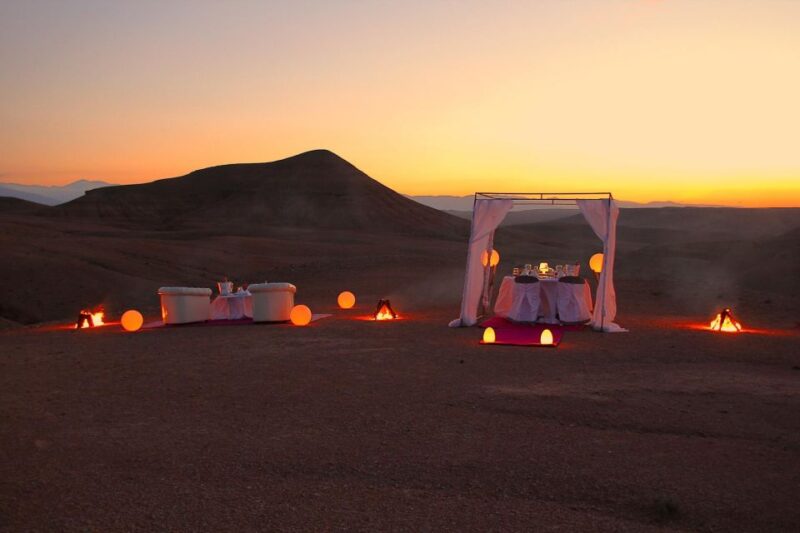 Agafay Desert Camel Ride Sunset Tour With Dinner Show - Key Points