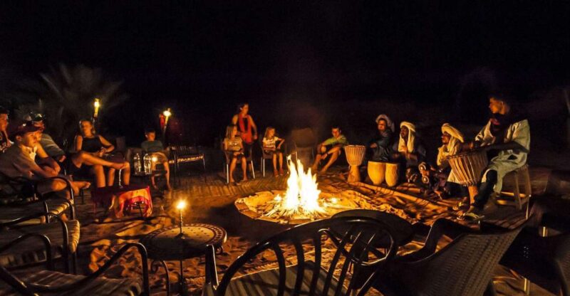 Agafay Desert Sunset Dinner & Berber Campfire (Vegan Option) - Key Points