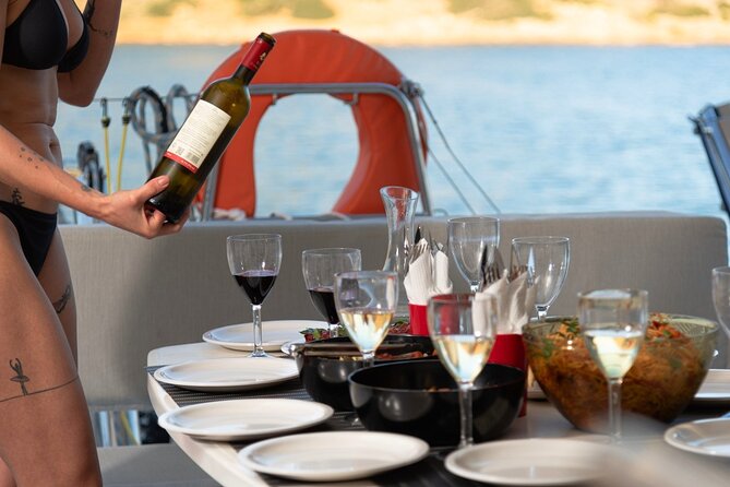 Agios Nikolaos Evening Catamaran Cruise in Mirabello With Dinner - Included Beverages