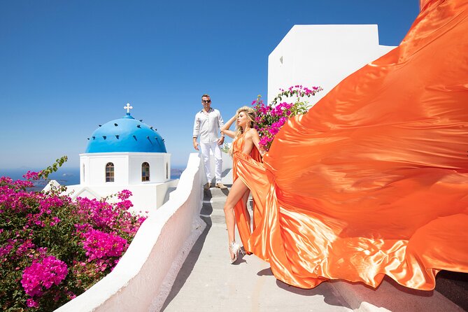 Amazing Flying Dress Photoshoot in Santorini - Photographer and Creative Guidance
