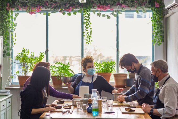 Athens: Food Market Visit and Cooking Class With Wine - Enjoying the Full-Course Meal