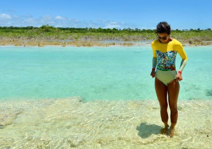 Bacalar: Explore the 7 Colors Lagoon in a Pontoon Ride - Exploring Cenote Azul