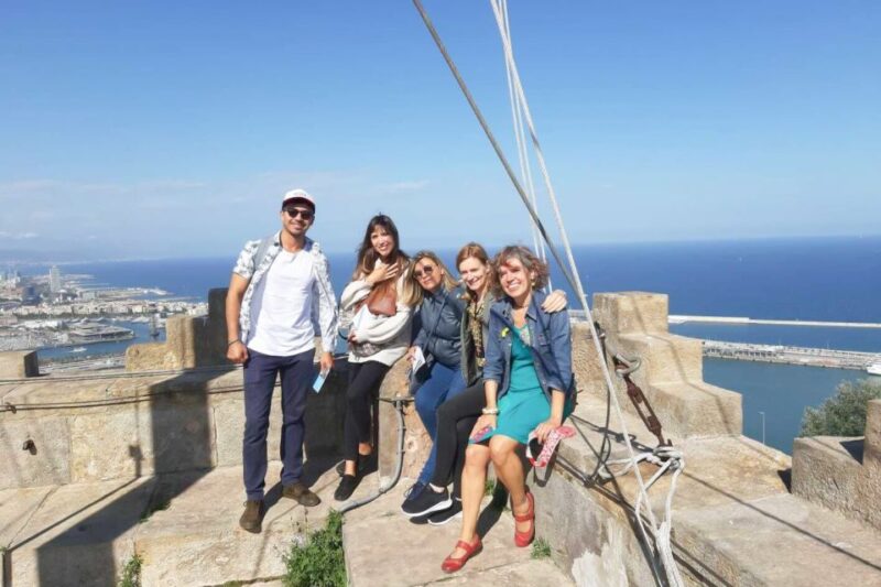 Barcelona Cable Car Sky Views, Magic Fountain & Castle Visit - Walking Through Old Town