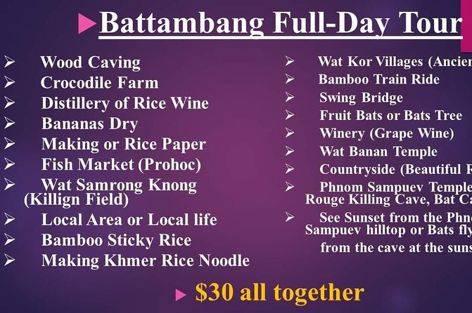 Battambang Bamboo Train, Killing Cave, Bat Cave & Sunset - Pickup and Logistics