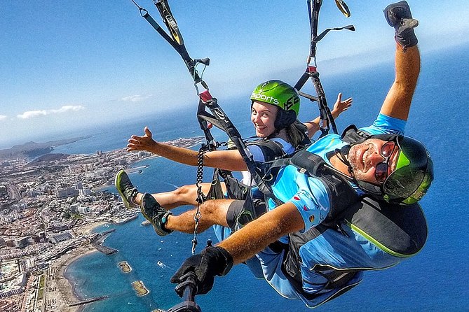 BRONZE Tandem Paragliding Flight in South Tenerife, Free Pick up - Photos and Video Footage