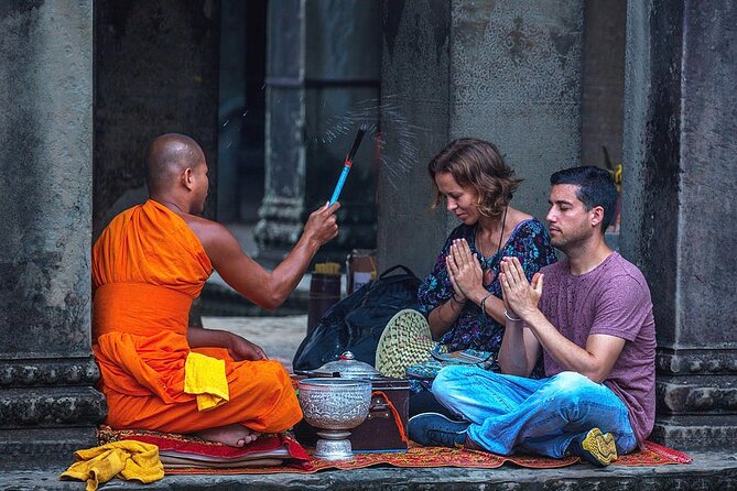 Buddhist Monastery With Monks Water Blessing - Preparing for the Ritual