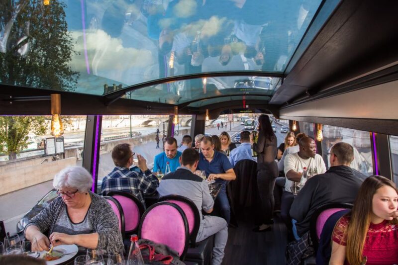 Bus Toqué Champs Elysées Tour W/ 3-Course Dinner & Champagne - Onboard Amenities