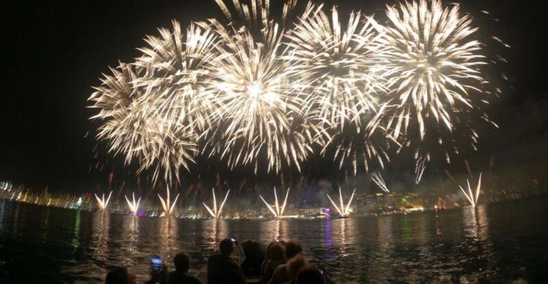 Cannes: Festival of Pyrotechnic Art Fireworks From the Water - Sunset at Lerins Islands