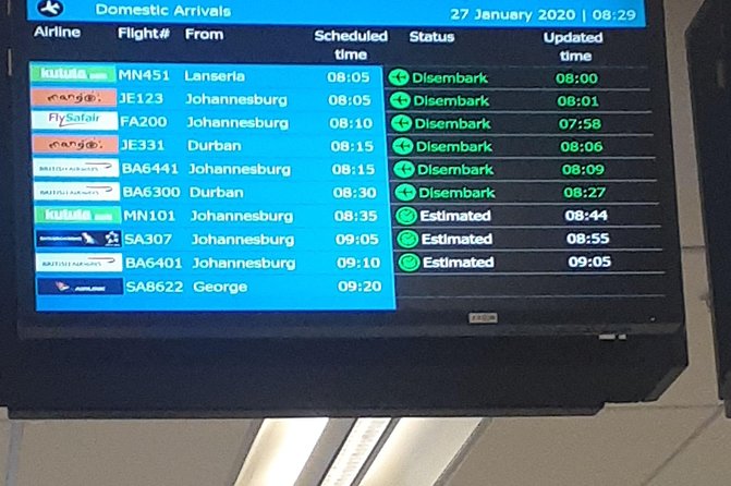 Cape Town Airport Private Transfer - Pickup Details