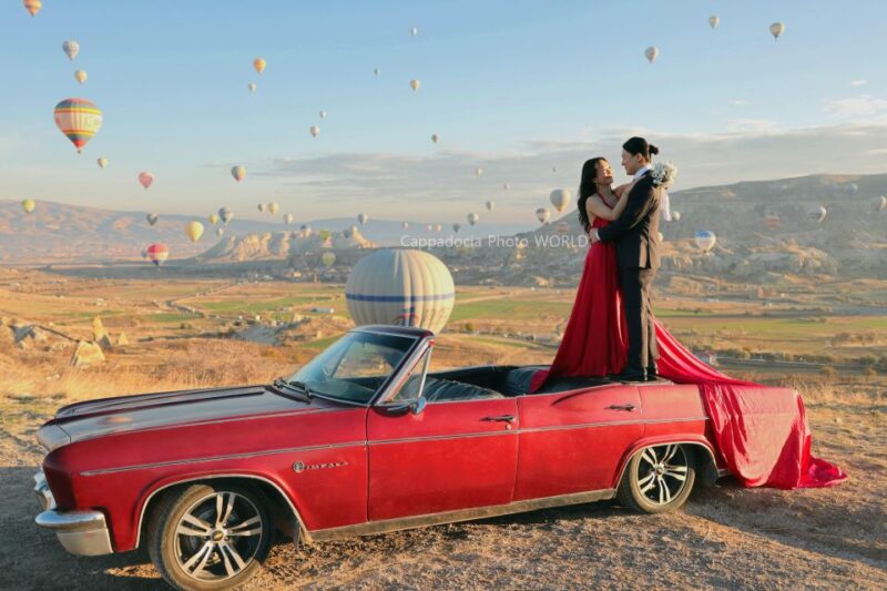 Cappadocia Photo Shoot With Classic Car and Flying Dress - Professional Photography