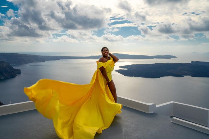 Capture Your Santorini Dream: Flying Dress Photography - Color Palette Allure