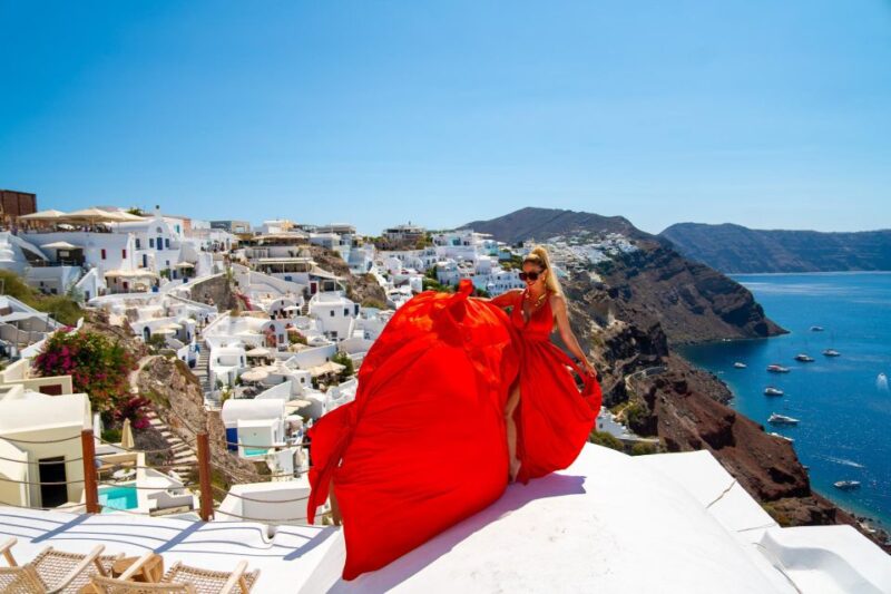 Capture Your Santorini Dream: Flying Dress Photography - Timeless Photographic Memory