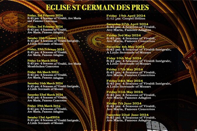 Classical Music Concert Saint Germain Des Prés Church - Viewing Experience