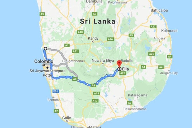 Colombo Airport (CMB) to Ella City Private Transfer - Key Points