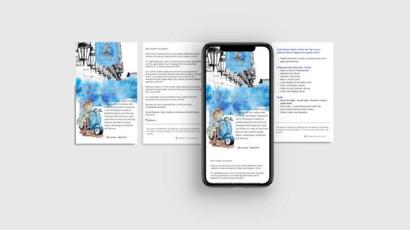 Corfu: 6 + 1 Digital Preprogrammed Itineraries - E-map and Local Delicacies