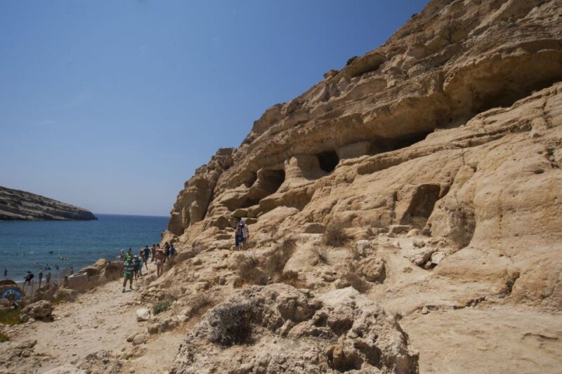 Crete: Matala Beach and Hippie Caves, Red Beach - Visiting the Hippie Caves