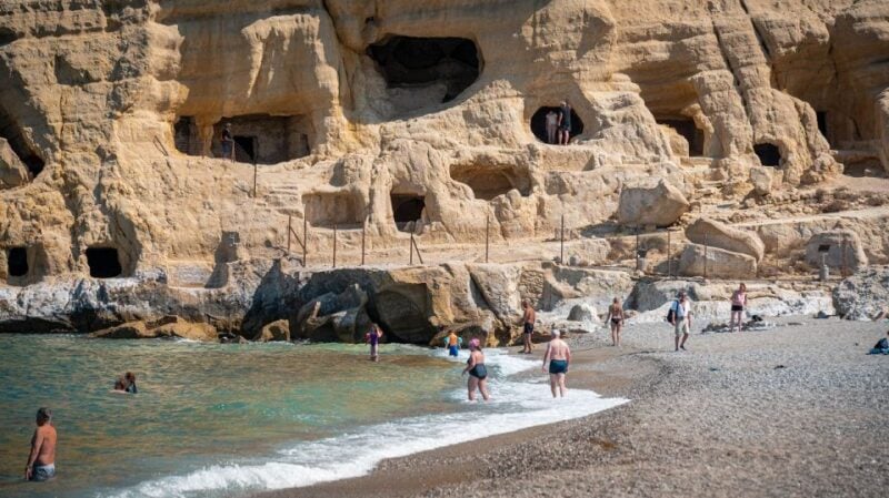 Crete: Matala Beach and Hippie Caves, Red Beach - Pickup and Drop-off Locations