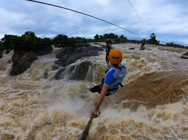 Cycling tour Don Det+Don Khone with Zipline at Lipphi Falls - Lunch Break and Beach Relaxation