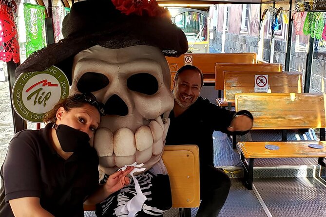 Day of the Dead Tram on a Double Decker Bus - Highlights of Puebla Legends
