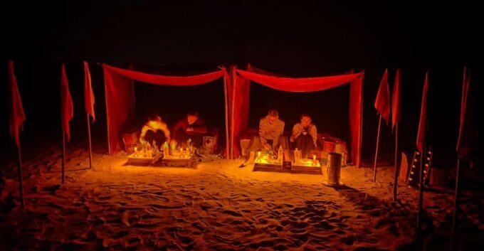 DiNnER iN HeVeN /aT Golden Desert of Jaisalmer - Scenic Desert Landscape and Night Sky