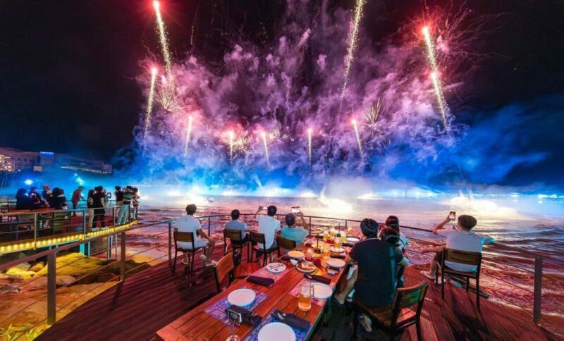 Dinner with Fireworks, Symphony & Kiss of the Sea Show - Sunset and Welcome Drinks