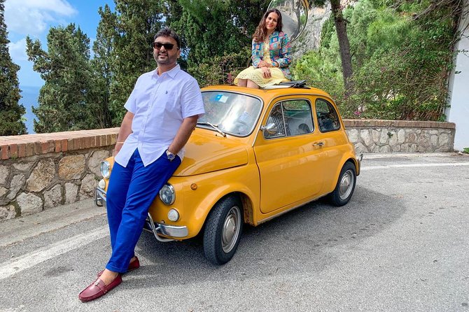 Dolce Vita Vintage Photo Experience With Yellow Fiat 500 - Capris History and Sights