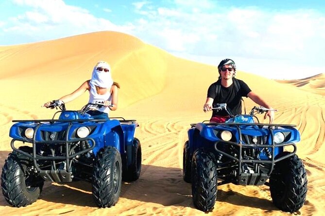 Dubai Long Self-Drive Quadbike With Camel and Falcon - Exhilarating Sandboarding Experience