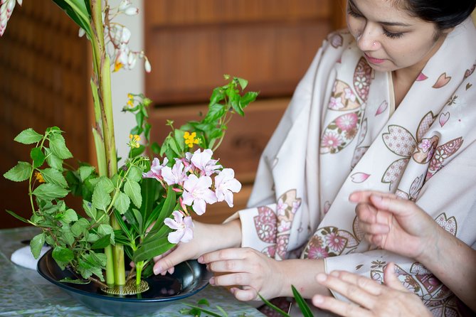 Flower Arrangement Experience With Simple Kimono in Okinawa - Artistic Flower Arrangement