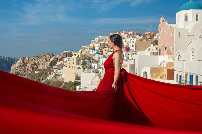 Flying Dress Photoshoot in Santorini - Photographer and Photography Details