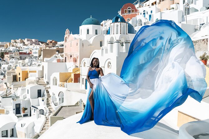 Flying Dress © Photoshoot in Santorini: Mr. President Package - Attire and Styling Considerations
