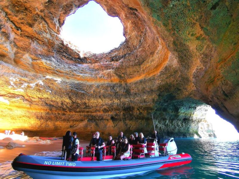 From Albufeira: Benagil Caves and Dolphins Guided Boat Tour - Searching for Dolphins