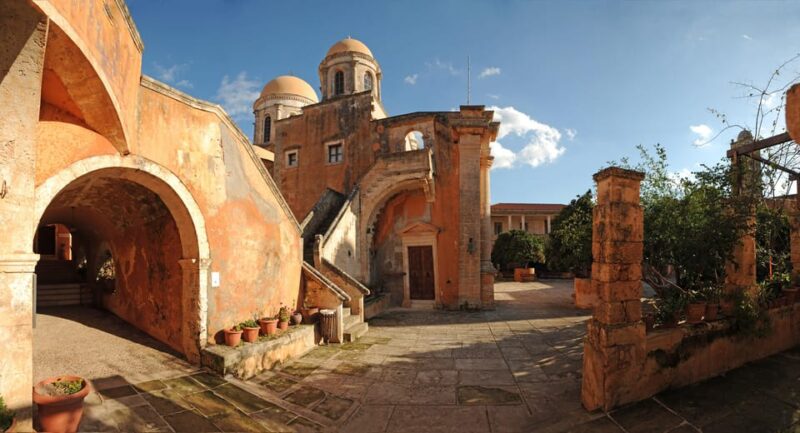 From Chania: Ag.Triada & Katholiko Monasteries | Hermit Cave - Optional Wine Tasting Experience