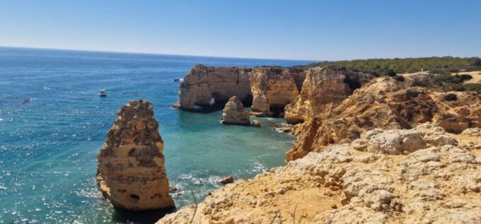From Faro: 7 Valleys Hiking, Benagil Cave, & Snorkeling Tour - Senhora Da Rocha Chapel