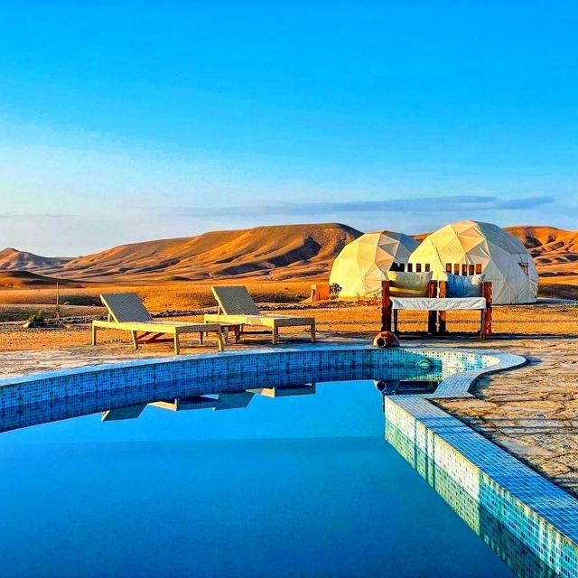 From Marrakech: Agafay Desert Camp Pool, Camel Ride, & Lunch - Arrival at Luxury Desert Camp