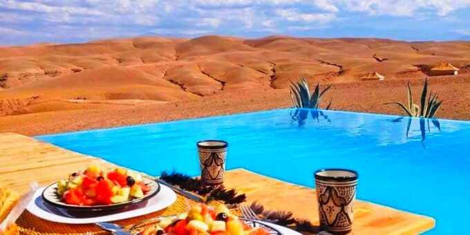 From Marrakech: Agafay Desert Camp Pool, Camel Ride, & Lunch - Ending With Moroccan Mint Tea