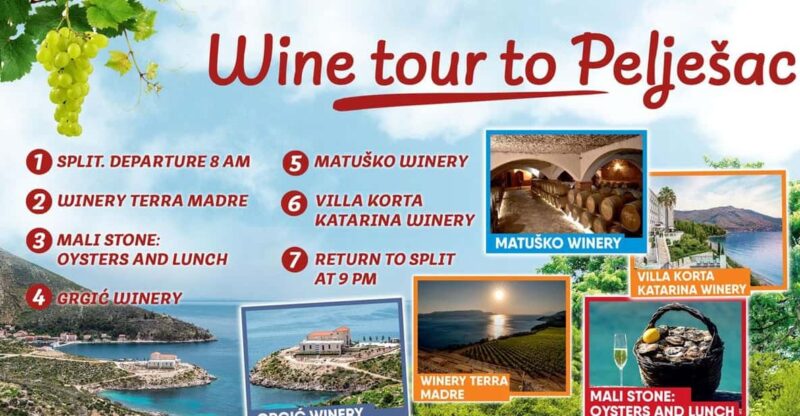 From Split: Private Tour to the Best Wineries on PelješAc - Included Experiences