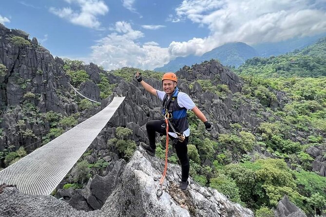 Half Day in The Rock Viewpoint Laos - Climbing the Via Ferrata
