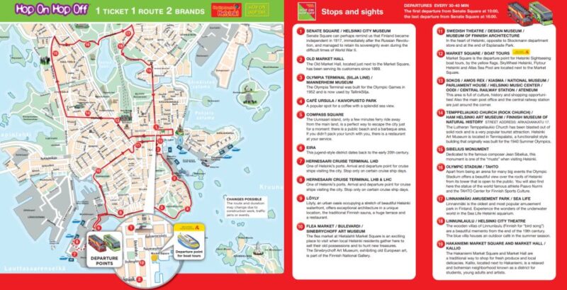 Helsinki: City Sightseeing Hop-On Hop-Off Bus Tour - Bus Stops and Routes