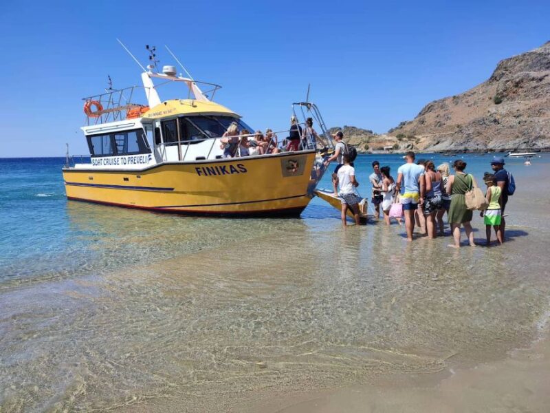 Heraklion: Preveli Palm Beach Boat Trip & Rethymno Town Tour - Stops and Duration
