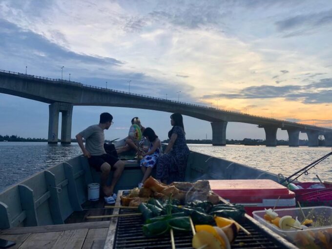 HoiAn Fishing BBQ Sunset Boat & Bamboo Basket Boat Adventure - BBQ Dinner on Boat