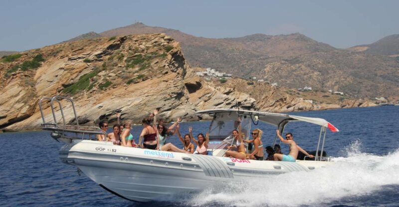 Ios Island: Speedboat Cruise From Mylopotas Beach - Exploring Ios Coastline