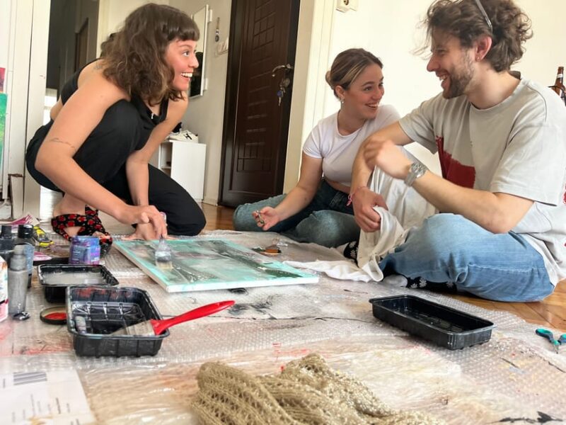 Istanbul: Wine and Paint Workshop With Turkish Fabrics - Creating a Personal Masterpiece