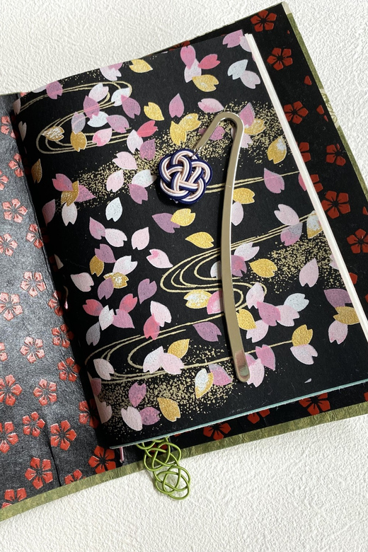 Japanese Paper Notebook and Mizuhiki Belt Bookmark Workshop - Mizuhiki Knotting Experience