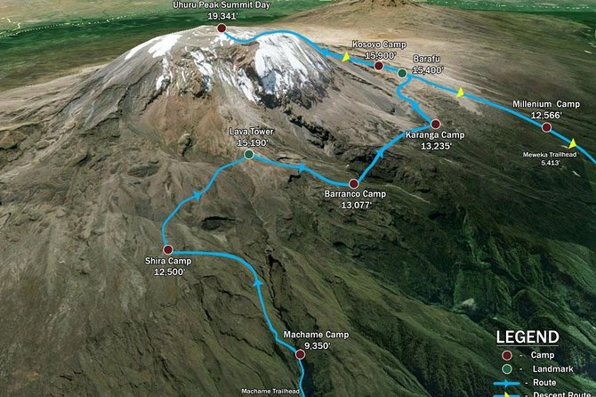 KILIMANJARO MACHAME ROUTE, (Climb 7days) - Scheduling and Booking