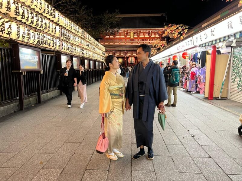 Kimono and Japanese Food at Asakusa Night - Capturing the Experience