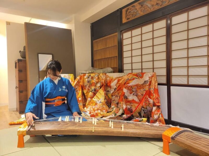 Kyoto Japan: Japanese Harp Experience With Gorgeous Kimono - Learning to Play "Sakura"