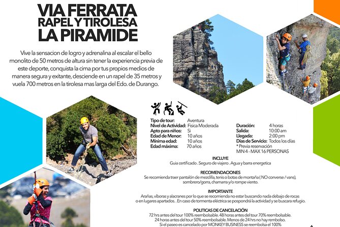 La Pirámide Park // VIA FERRATA, RAPPEL, ZIPLINE - Key Points