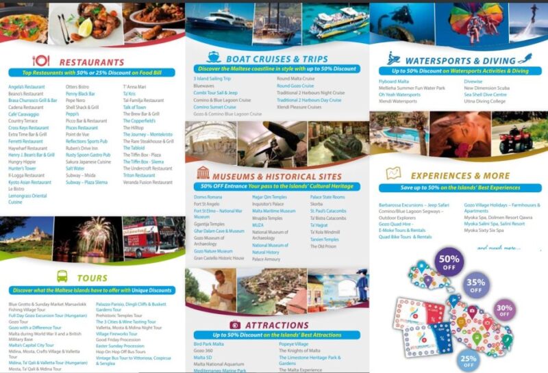 Malta Discount Card up to 50% off All Over Malta & Gozo - Dining Discounts With the Card